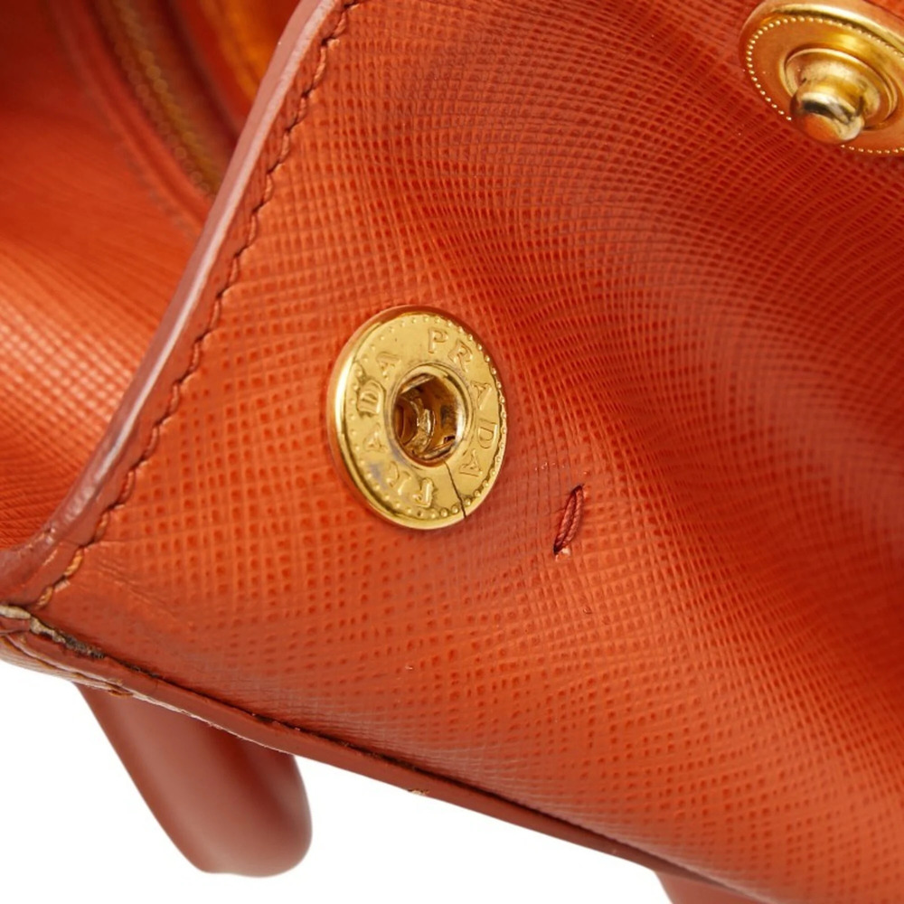 PRADA Orange Leather Saffiano Shoulder Bag - Picture 10 of 16